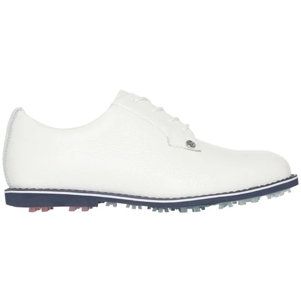 Womens White Leather & Navy Golf Shoes